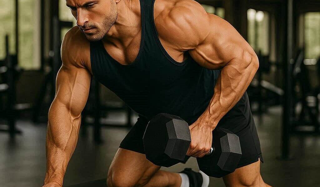 remada unilateral com halter